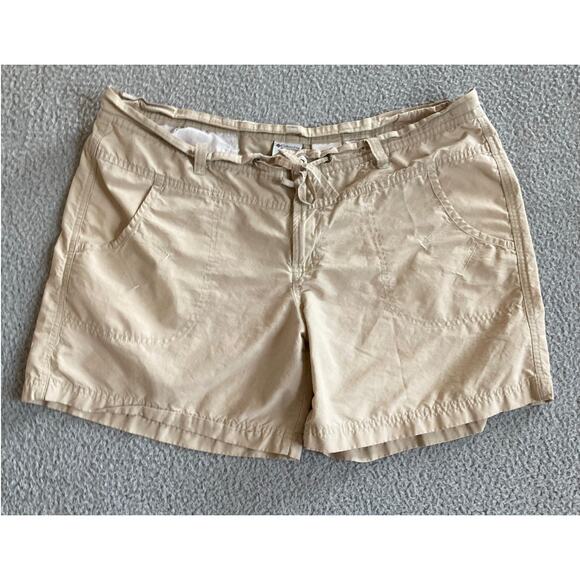 Columbia Shorts Large Drawstring Zip Relaxed Beige Pocket Khaki Hike Outdoor Y2K - Picture 1 of 15